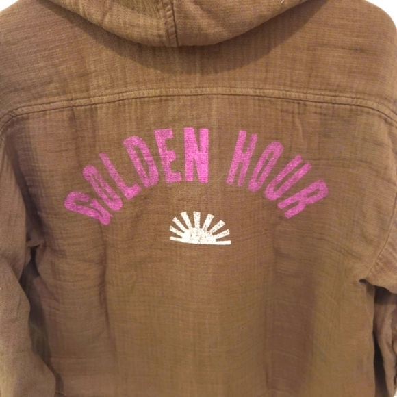 Sundry By Anthropologie Olive Green "Golden Hour" Utility Shacket Soft!! - Picture 7 of 8